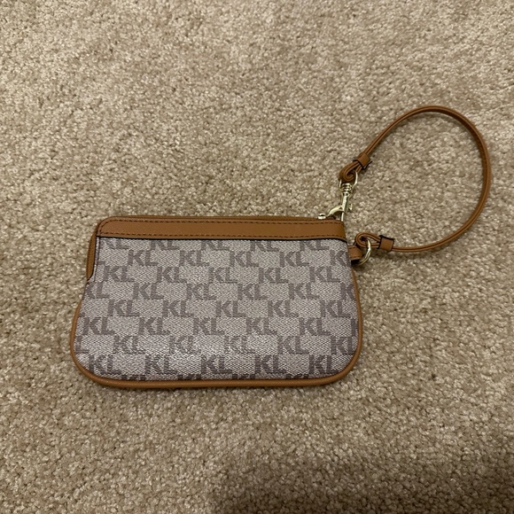 Karl Lagerfeld Paris Logo Wristlet Almond/Taupe - Picture 4 of 11